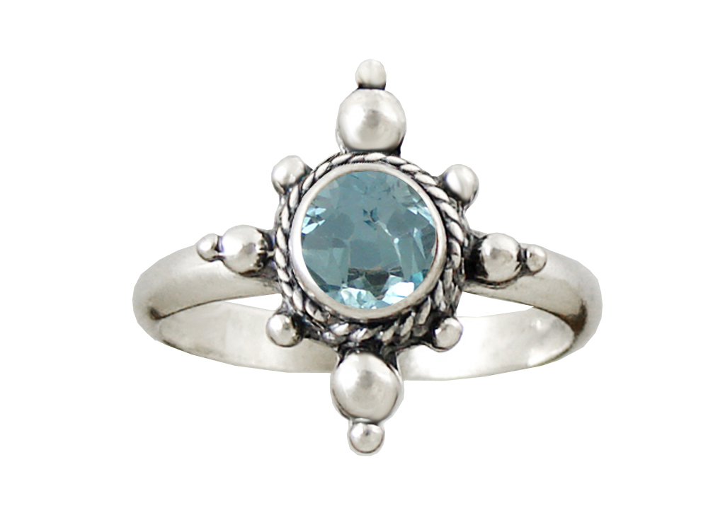 Sterling Silver Gemstone Ring With Blue Topaz Size 5